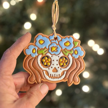 Tiki Girl Sugar Skull Ornament (color variations)