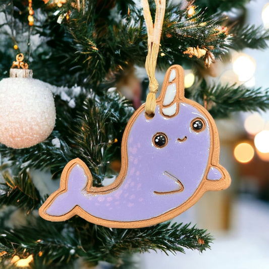 Happy Narwhal Ornament (color variations)