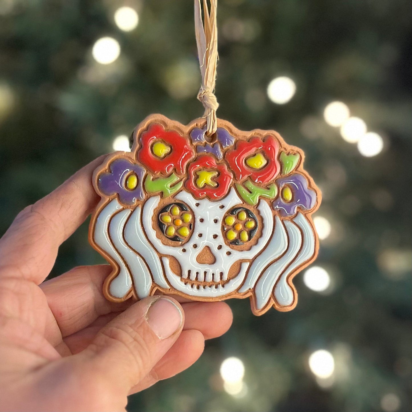 Tiki Girl Sugar Skull Ornament (color variations)