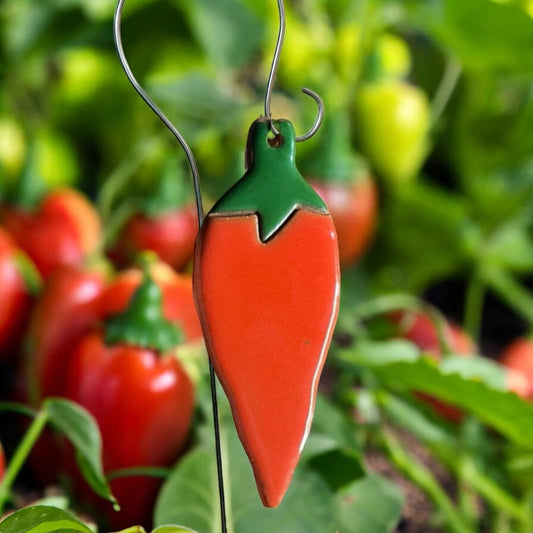Red or Green Chile Garden Marker Ornament w/ Wire Stake