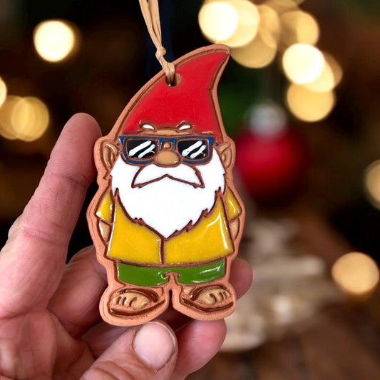 Gnome on Vacation Ornament (color variations)